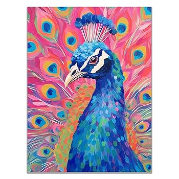 Amazon.co.jp: SHYAMIC 抽象的なカラフルな絵画, 美しい孔雀